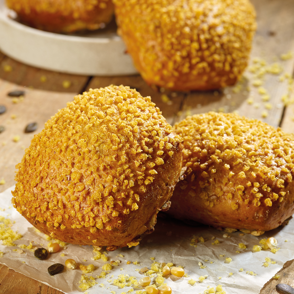 Brötchen mit Maisgranulat Dekor